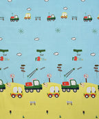 Car Kids Single Fitted Bedsheet With 1 Pillow Cover