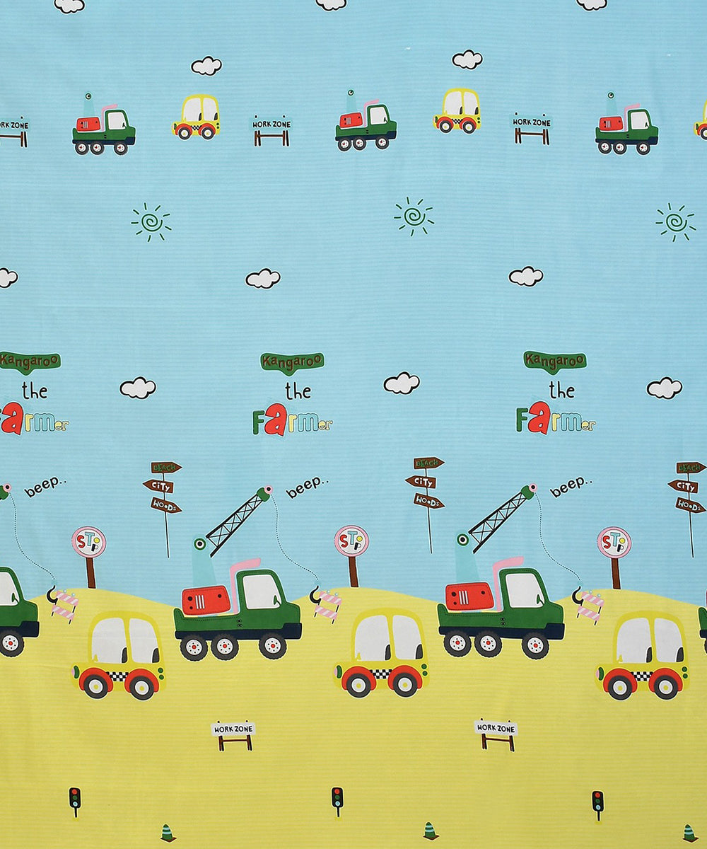 Car Kids Single Fitted Bedsheet With 1 Pillow Cover