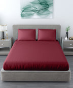 Maroon Satin Stripe King Size Bedsheet With 2 Pillow Covers