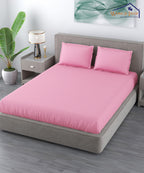 Pink Satin Stripe King Size Bedsheet With 2 Pillow Covers