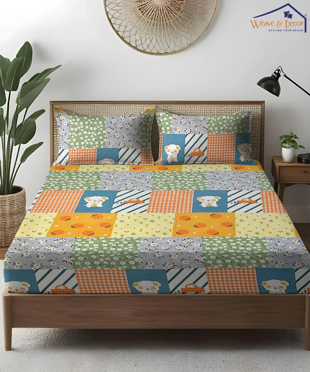 Cute Kids Fitted Bedsheet With Pillow Cover
