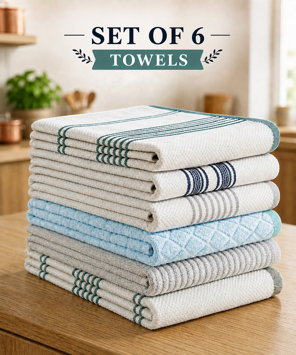 Weave & Decor Cotton Kitchen Towels Set of 6