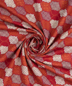 Crimson Mosaic Elegance Cotton Double Bedsheet with Pillow Covers