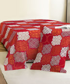 Crimson Mosaic Elegance Cotton Single Bedsheet With 1 Pillow Cover