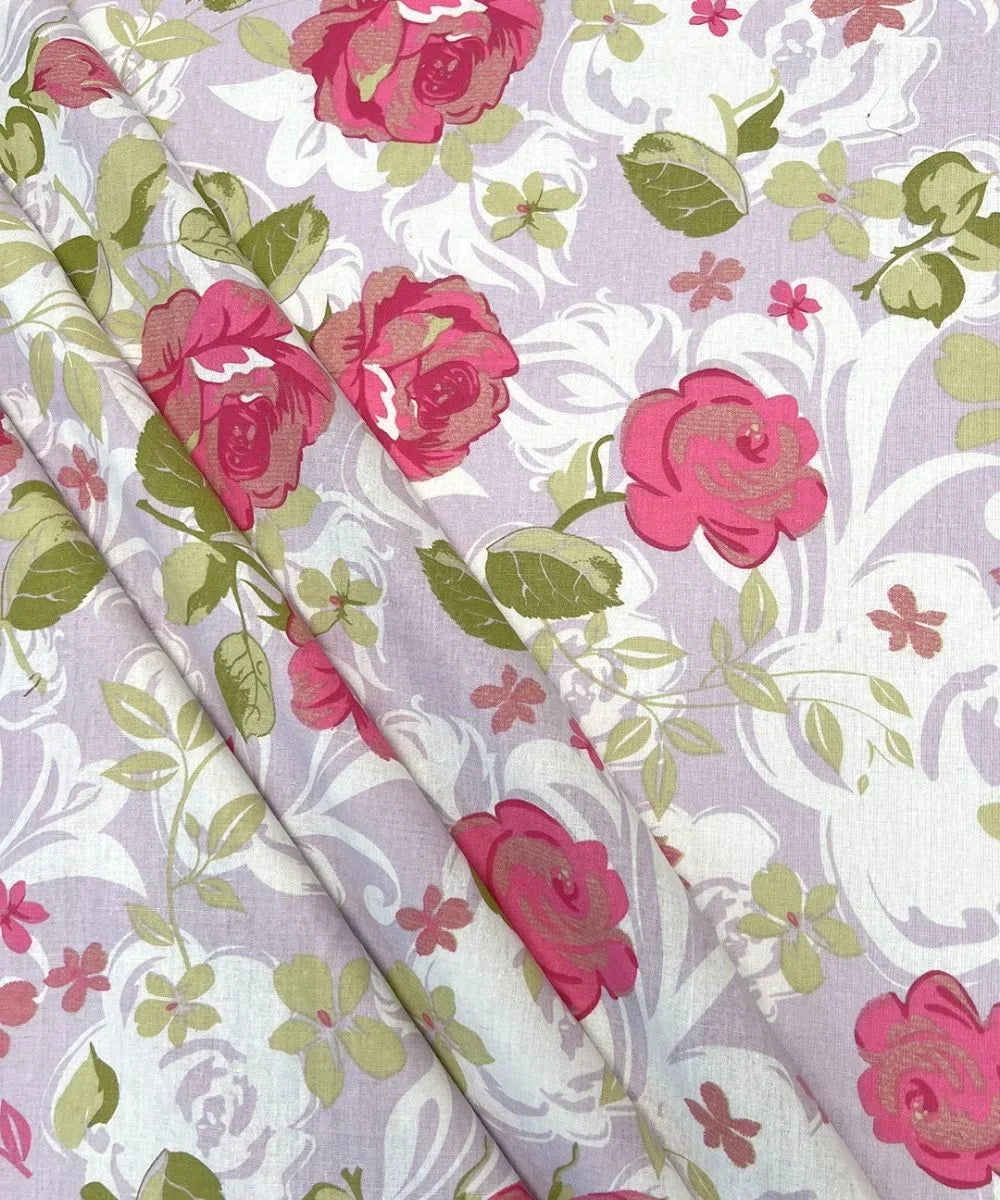 Blush Garden Floral Cotton Double Bedsheet with Pillow Covers