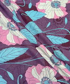 Purple Blossom Floral Cotton Double Bedsheet with Pillow Covers
