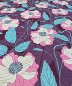 Purple Blossom Floral Cotton Double Bedsheet with Pillow Covers