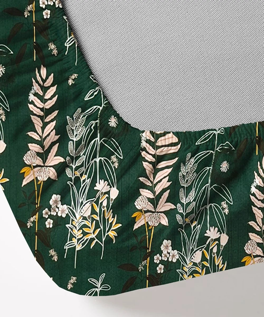 Emerald Forest Charm Flat Bedsheet With Pillow Covers